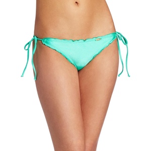 image:imageLuli Fama Womens Cosita Buena Cutting Edge Wavey Ruched TieSide Bikini BottomJade Shimmer