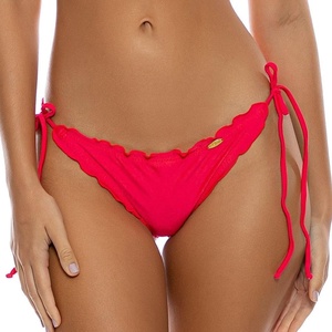 image:imageLuli Fama Womens Cosita Buena Cutting Edge Wavey Ruched TieSide Bikini BottomLipstick Red