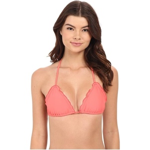 image:imageLuli Fama Womens Cosita Buena Wavy Triangle Bikini TopFire Coral
