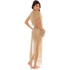 image:imageLuli Fama Womens Golden Queen Fringe Long Kimono Swim Cover Up Gold Rush One
