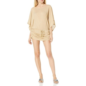 image:imageLuli Fama Womens Solids Cosita Buena South Beach Dress Cover Up SwimwearGold Rush